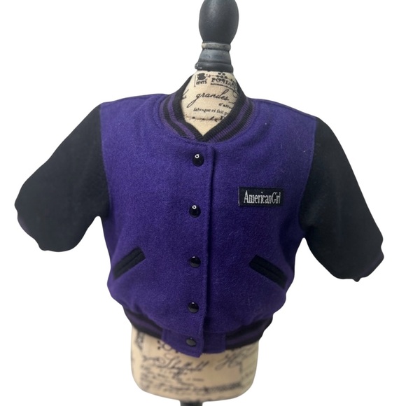 American Girl 18” Doll Purple Large Logo Varsity Jacket & Cap  GUC - Picture 6 of 13